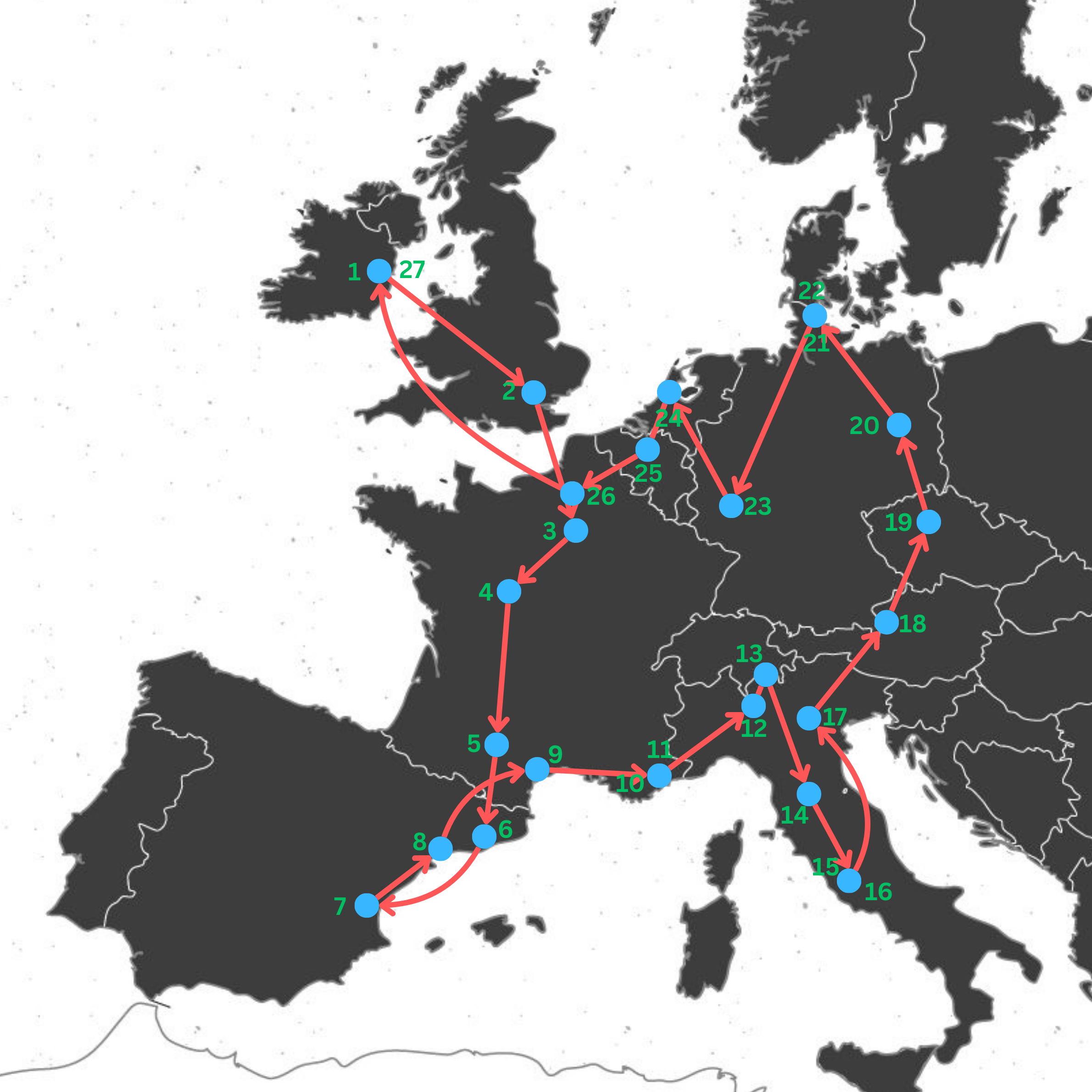 Map of Cities Visited